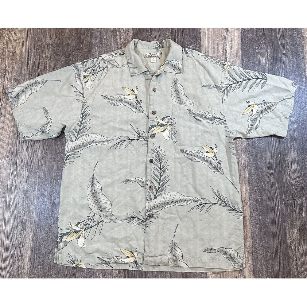 Tommy Bahama Vintage Tag 100% Silk Button Shirt Men's Size-M Short Sleeve Floral
